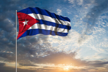 Waving National flag of Cuba