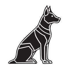 A wild black dog animal silhouette logo style art.