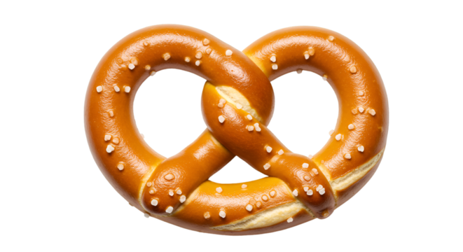 Salty pretzel, traditional German baked snack on transparent background