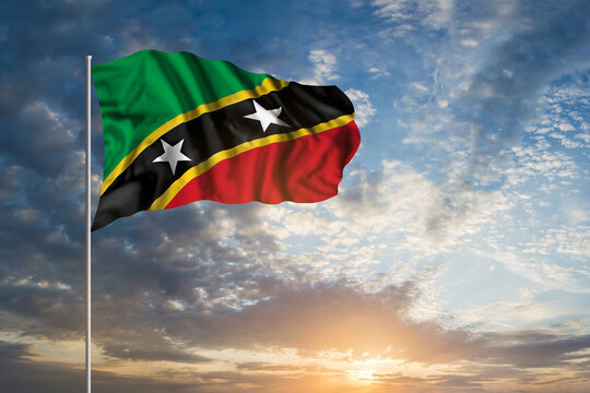 Waving National flag of Saint Kitts and Nevis
