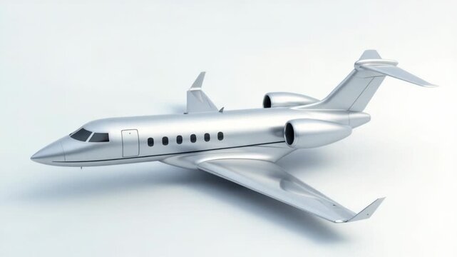 A small silver model of an airplane sitting on a white background