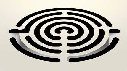 A visually striking black maze design on a light background, creating a sense of intrigue.