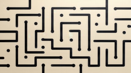 A solitary figure navigating a complex maze design in a minimalistic setting.