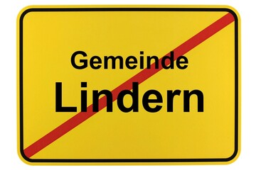 Illustration eines Ortsschildes der Gemeinde Lindern in Niedersachsen	