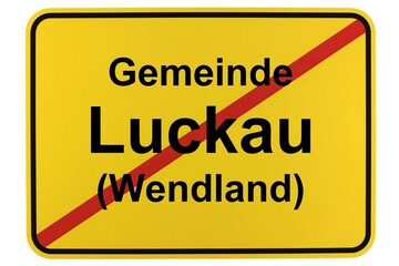 Illustration eines Ortsschildes der Gemeinde Luckau in Niedersachsen	