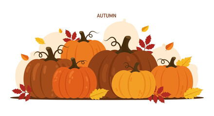 Festive Fall Harvest: Pumpkin Arrangement With Autumn Leaves For Thanksgiving