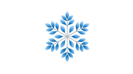 Elegant blue snowflake design with leaf motifs, symbolizing winter's beauty.