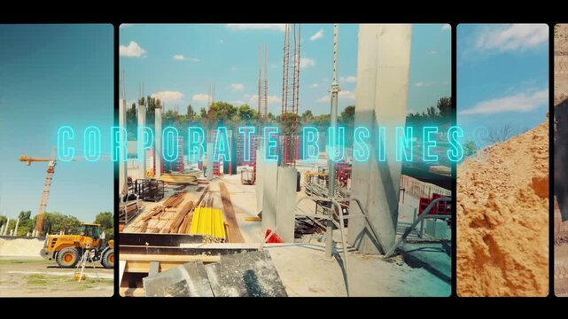 Corporate business opening frame. The construction industry concept. Housing and commercial construction. Building Construction multiscreen. Construction Project Management. 