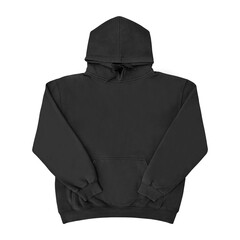 Template blank flat Black hoodie. Hoodie sweatshirt with long sleeve flatlay mockup for design and...