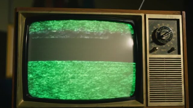 Vintage Television Displaying Static Noise