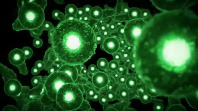Bacterial Swarm Close-Up Captivating Microscopic Movement Under Ominous Light - Explore Nature's Wonders