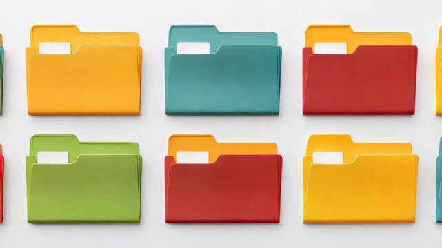 Colorful file folder set for office storage and organization white