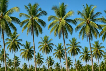 Fototapeta premium Tropical palm trees under sky