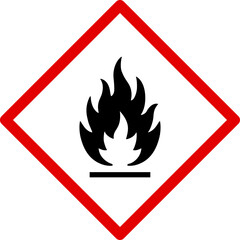 Fire warning sign in rhombus, vector illustration