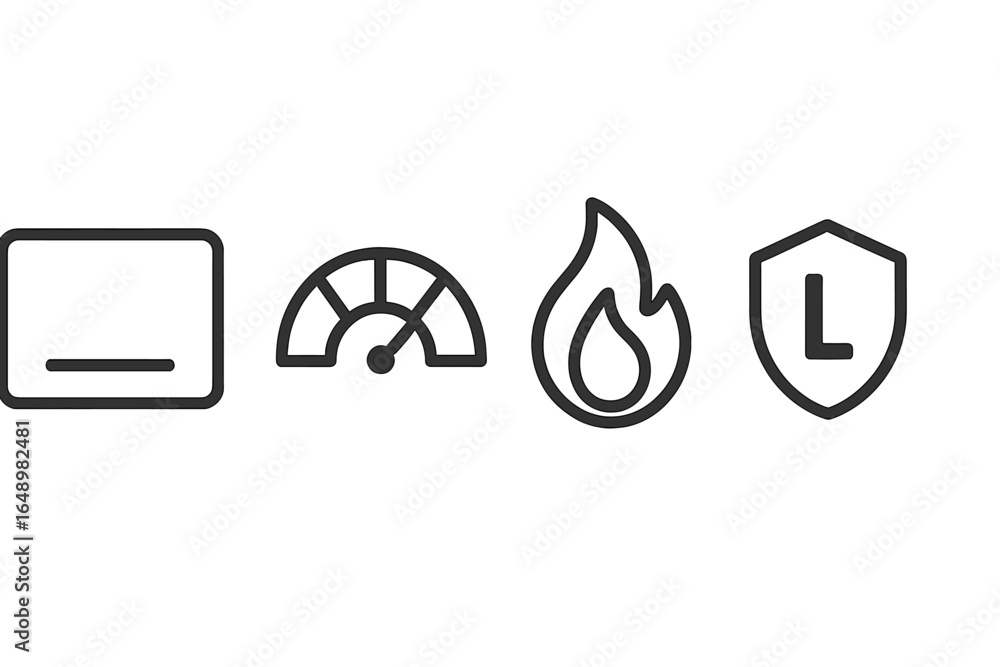 Poster symbols representing technology and security in a simplified graphic design showcasing essential con
