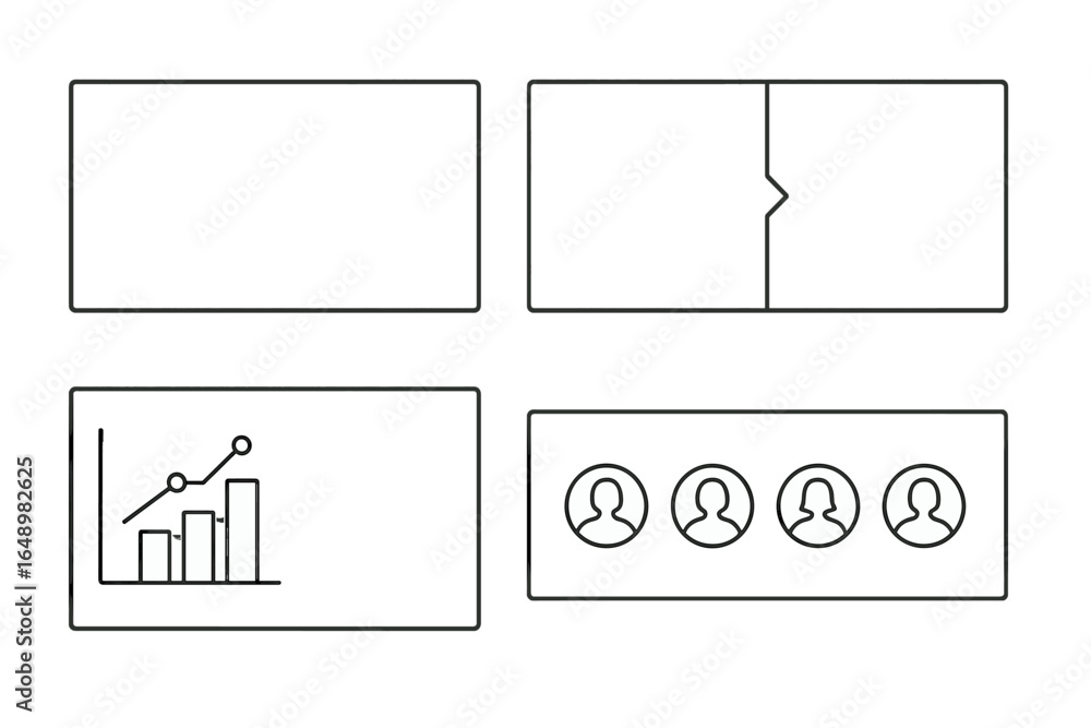 Aufkleber visual representations of data analysis and teamwork collaboration in a minimalistic design layout