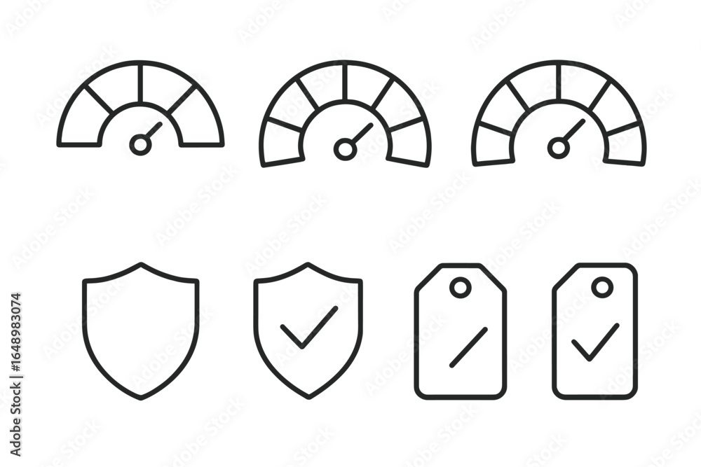 Poster visual representation of performance metrics and quality assurance icons illustrating data managemen