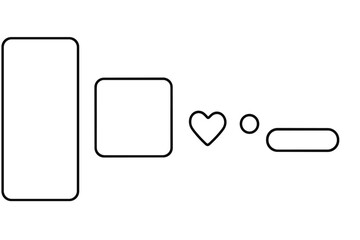 Simple outline shapes arranged creatively in a minimalist design suitable for various applications