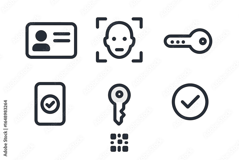 Aufkleber digital security icons represent identity verification and access control for modern technology syst