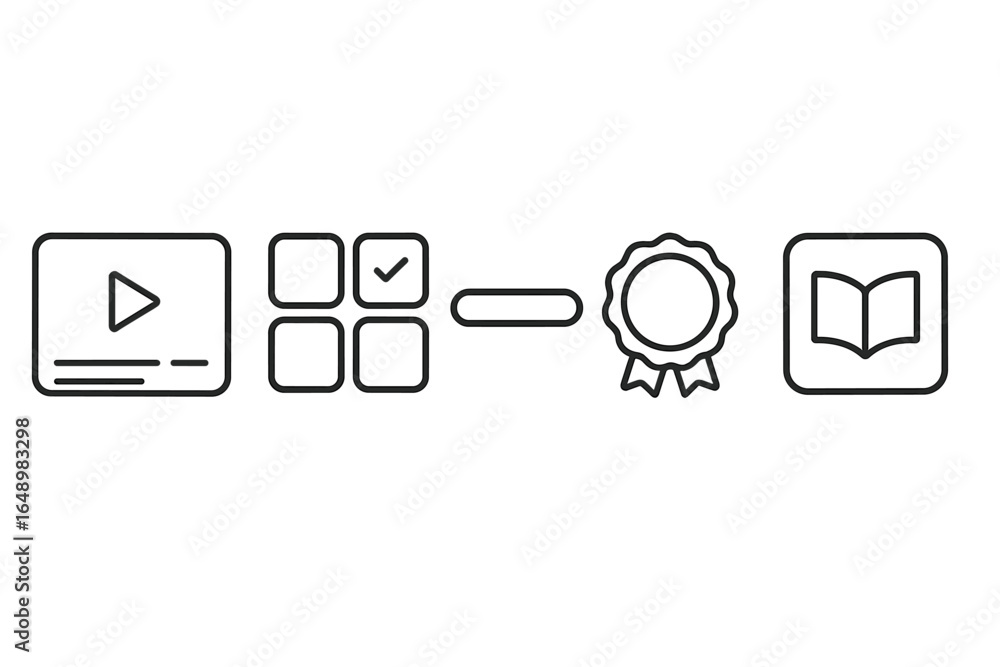 Aufkleber educational platform features interactive learning elements with visual symbols representing video, 
