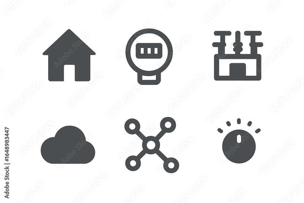 Aufkleber digital icons representing various online and technology-related concepts displayed in a simplistic 