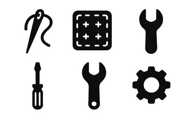 Obraz premium Tools and materials for sewing and repair work displayed on a neutral background