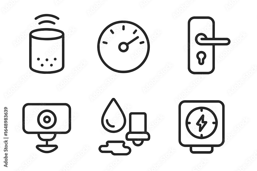 Poster symbolic representation of modern smart home technology and various device functions at a digital in