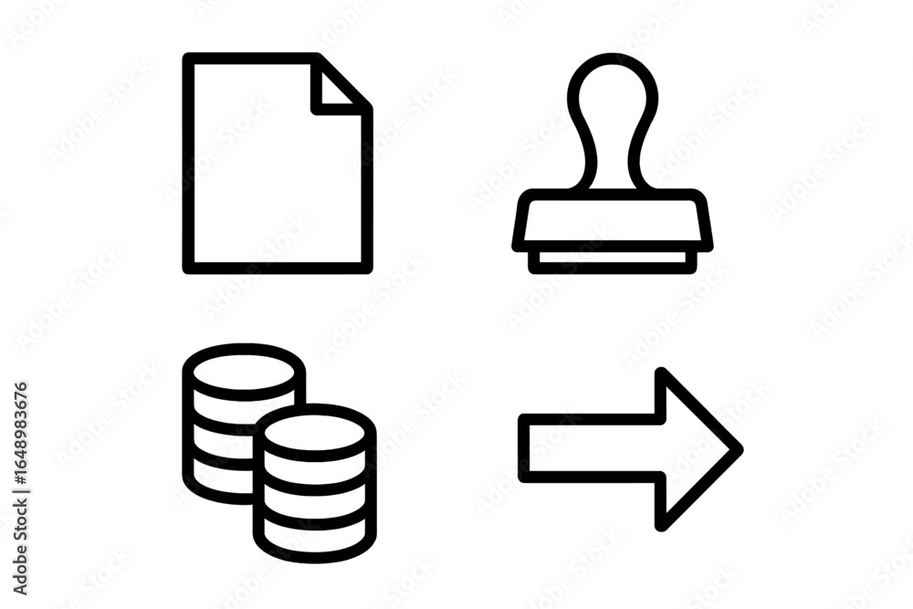 Poster stamping documents and managing finances create efficient workflows in offices during standard busin