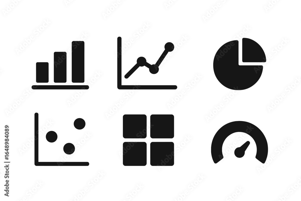 Aufkleber visual representation of data analytics with various chart types including bar graphs and pie charts