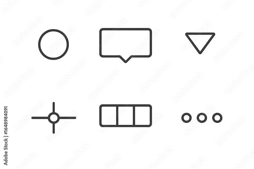 Aufkleber simple geometric shapes and symbols displayed on a clean background for design concepts and visual c