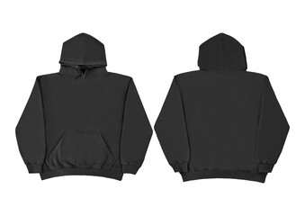 Template blank flat Black hoodie. Hoodie sweatshirt with long sleeve flatlay mockup for design and...