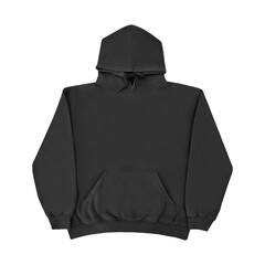 Template blank flat Black hoodie. Hoodie sweatshirt with long sleeve flatlay mockup for design and...