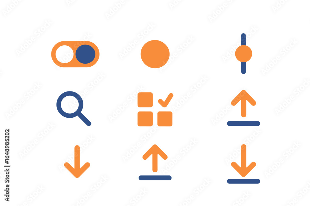 Poster collection of modern user interface icons for navigation and settings on digital platforms
