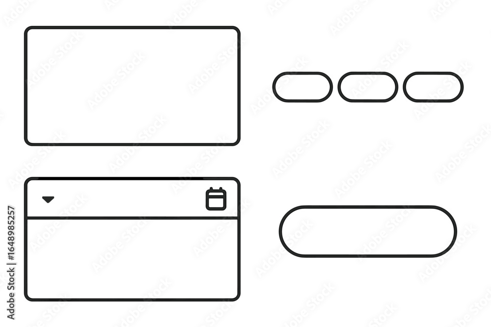 Poster design elements for a modern user interface showcasing various shapes and layouts in minimal style