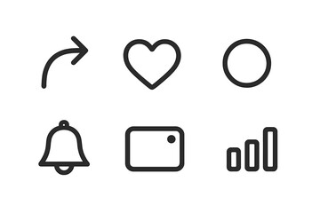 Various simple icons representing actions and notifications on a digital interface