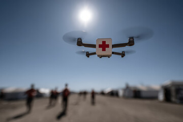 drone assistant efficiently sorts humanitarian aid supplies in crisis zone