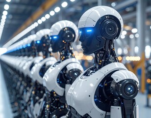 Fototapeta premium 自動化された製造ラインで作業するロボット