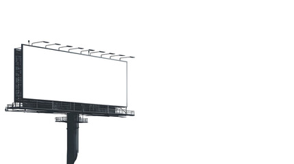 Obraz premium Minimalist empty billboard in cityscape silhouette, isolated on transparent background