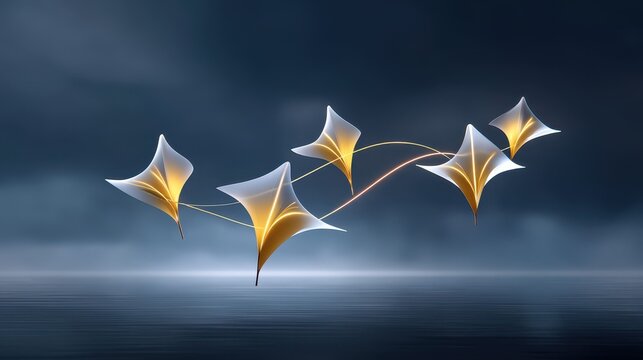 Abstract composition of translucent shapes creating a serene oceanic motif. - Powered by Adobe