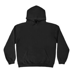 Template blank flat Black hoodie. Hoodie sweatshirt with long sleeve flatlay mockup for design and...