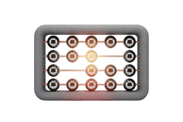 Futuristic abacus with glowing beads and metallic frame