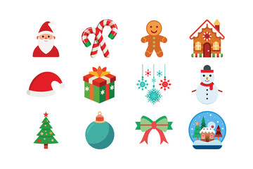 Christmas Celebration Vector Bundle – Seasonal Decorative Elements and Icons 