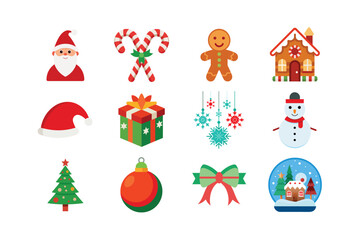 Christmas Graphic Design Elements – Santa, Elf, Tree, Reindeer, Lights, Gifts, and Holiday Decorations 