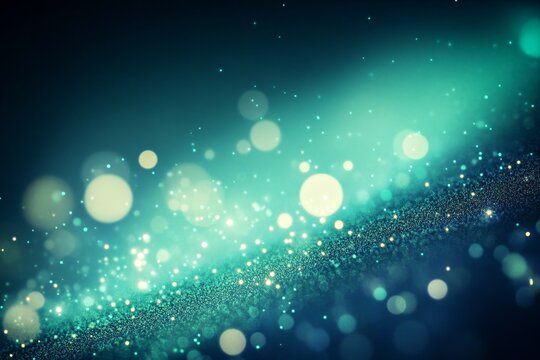 Ethereal Aqua Serenity Blurred Blue and Green Lights Creating a Dreamy Ambiance for Backgrounds