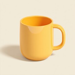 Solid, vibrant, sunshine-yellow mug, simple, rounded