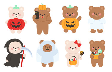 Fun Halloween Bear Designs with Pumpkins and Cute Costumes