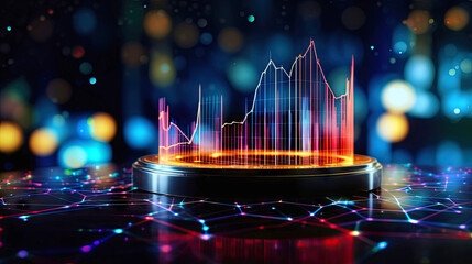 Stock exchange market graph analysis background, business candle stick graph chart of stock market investment trading, blurred concept, Generative AI illustration