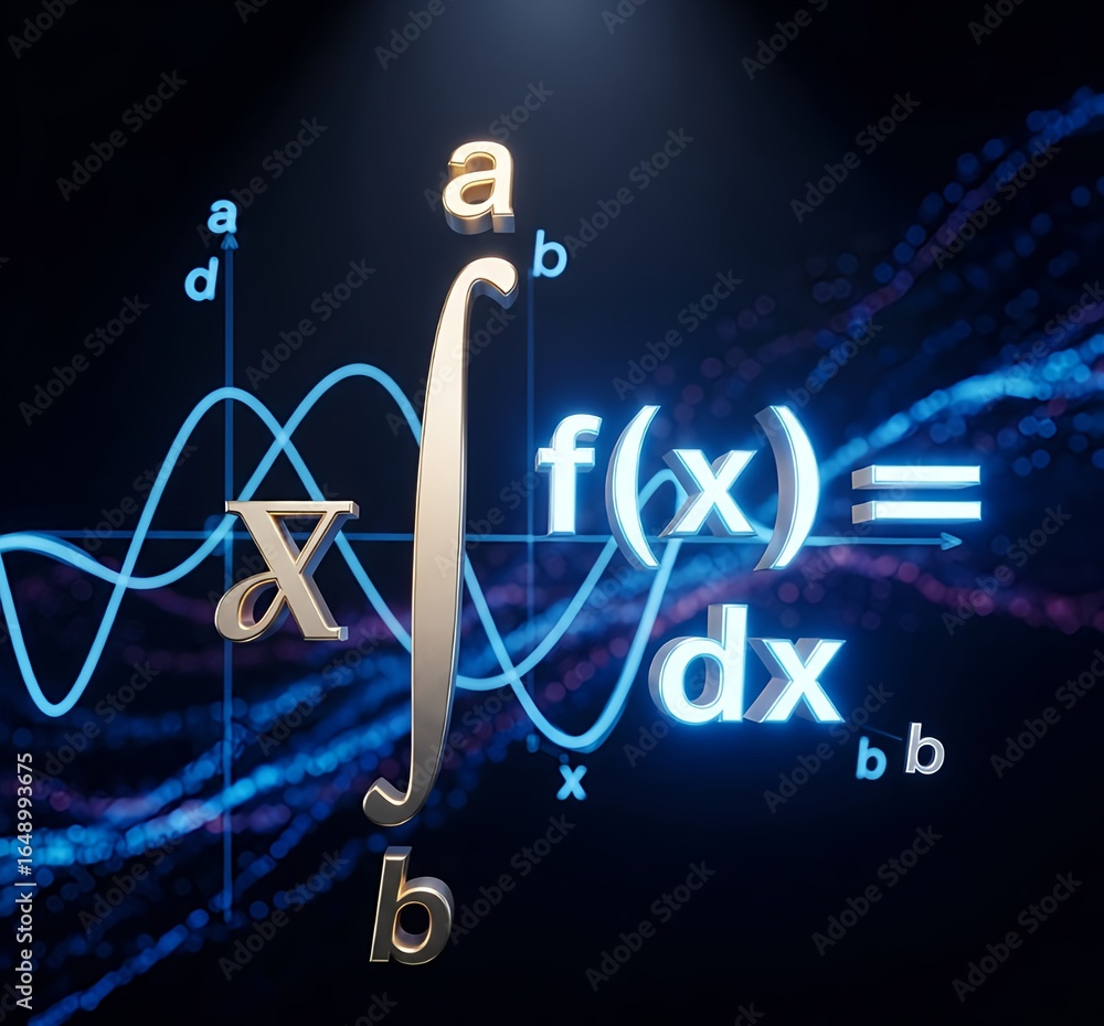 Poster math concept - mathematical integral formulas