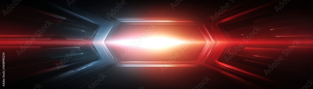 Poster futuristic abstract digital rendering with a dark background mixing deep red and black hues intersec