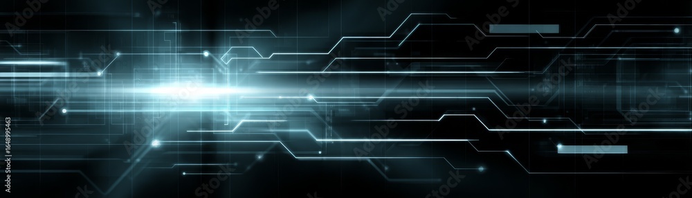 Poster abstract futuristic technology background featuring a dynamic composition of glowing neon lines and 